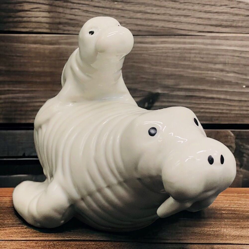 White Ceramic MOM Dad AND BABY WALRUS FIGURINE Zoo Aquarium Souvenir ￼GOT - Picture 2 of 10